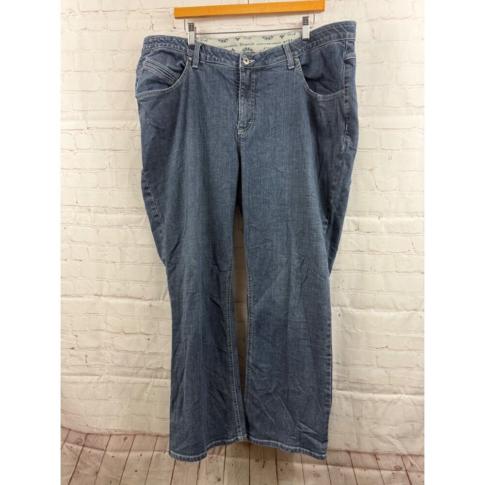 Riders Jeans Womens Plus Size 22W Blue Medium Wash 10” Hem opening Straight Leg